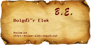 Bolgár Elek névjegykártya